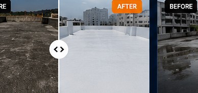 Roof heat protection before and after in Kukatpally Hyderabad using heat reflective coating