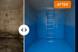Water tank waterproofing before and after in Suchitra Hyderabad using food-grade epoxy coating