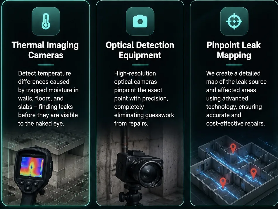 Thermal Imaging Cameras, Optical Detection Equipment, and Pinpoint Leak Mapping used by Gracia Waterproofing